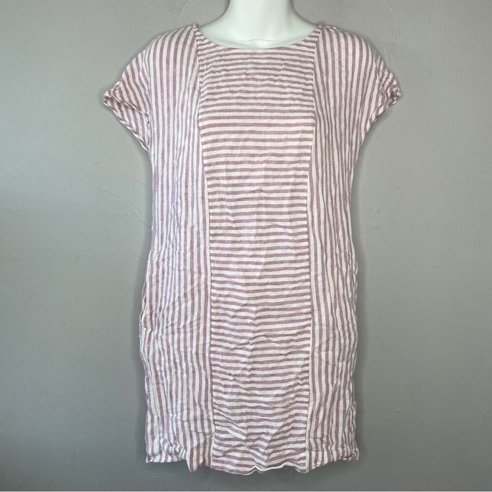 MADEWELL Linen Blend Dress Womens XSmall Striped Mini Summer Trip Coastal Beach - Picture 2 of 10